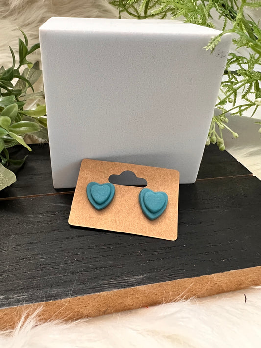 Small Stacked Heart Stud Earrings