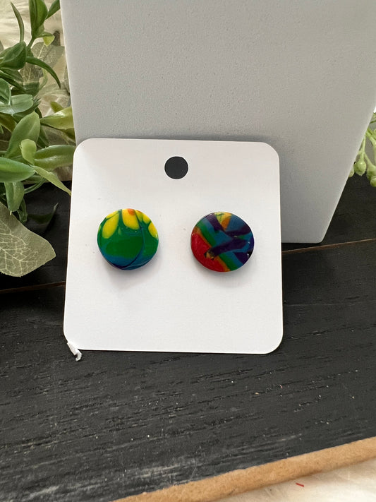 Rainbow Swirl Stud Earrings