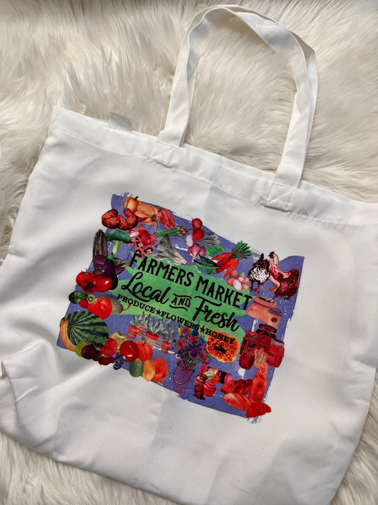 Farmers Market Reusable Tote Bag