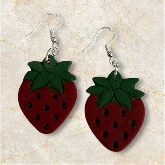 Medium Strawberry- Hook Earring