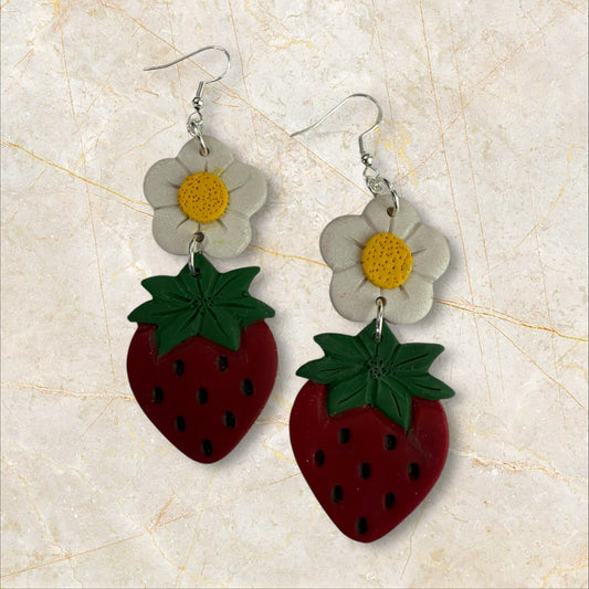 Strawberry Flowers- Hook Earring
