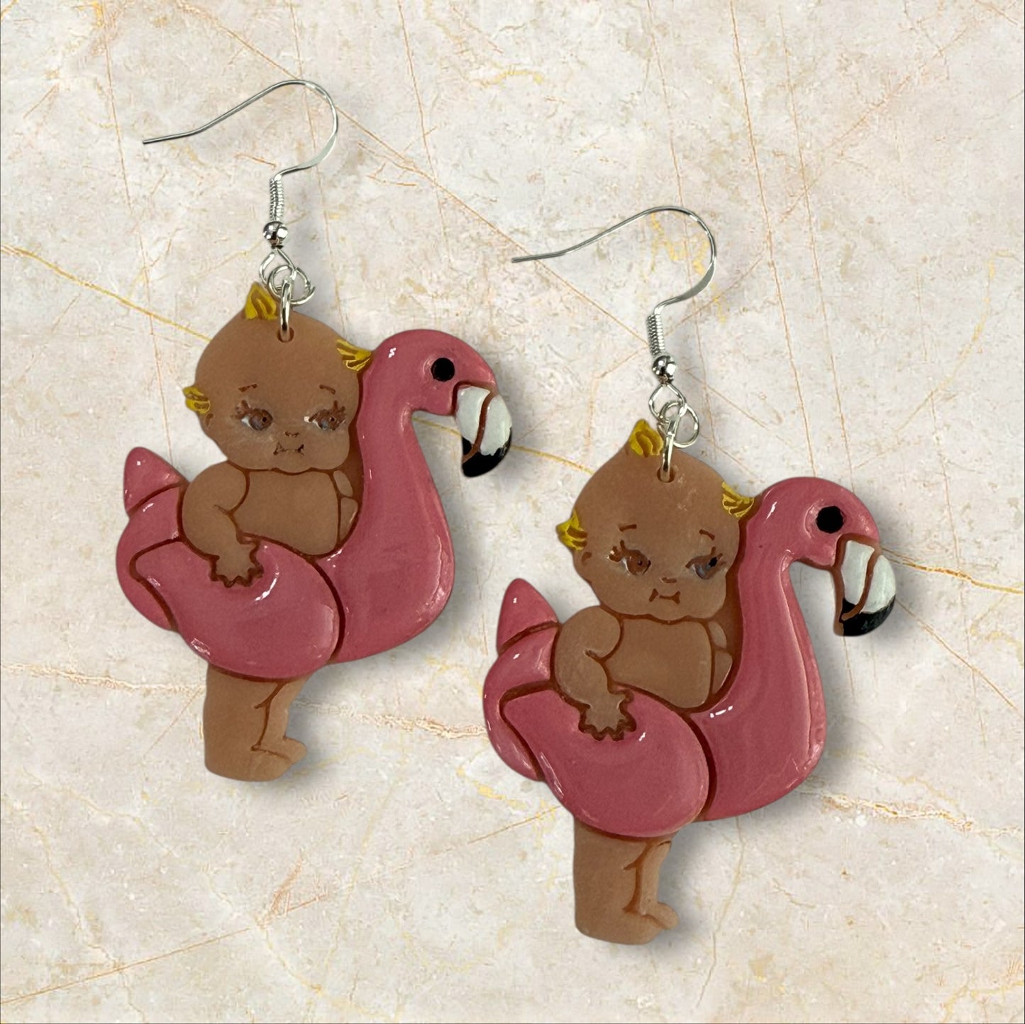 Flamingo Floaty Babies- Hook Earring