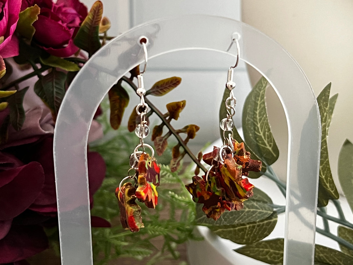 Speckeld Fall Leaves- Hook Earring