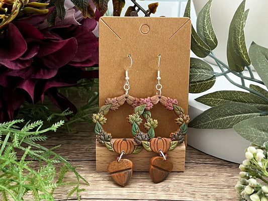 Fall Wreath- Hook Earring