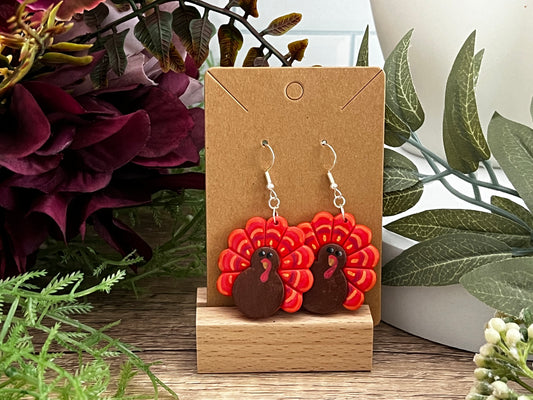 Turkey Fan Tail- Hook Earring