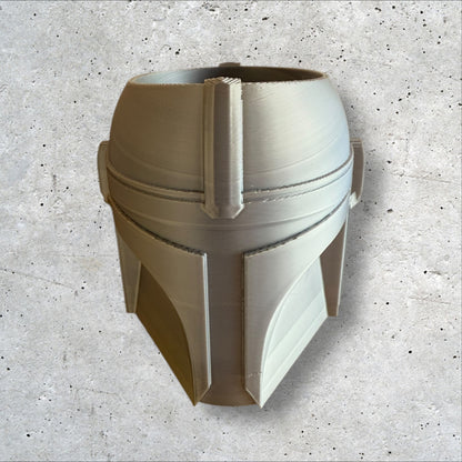 3D Printed Silver Mando Helmet Pen Holder or Plant Pot