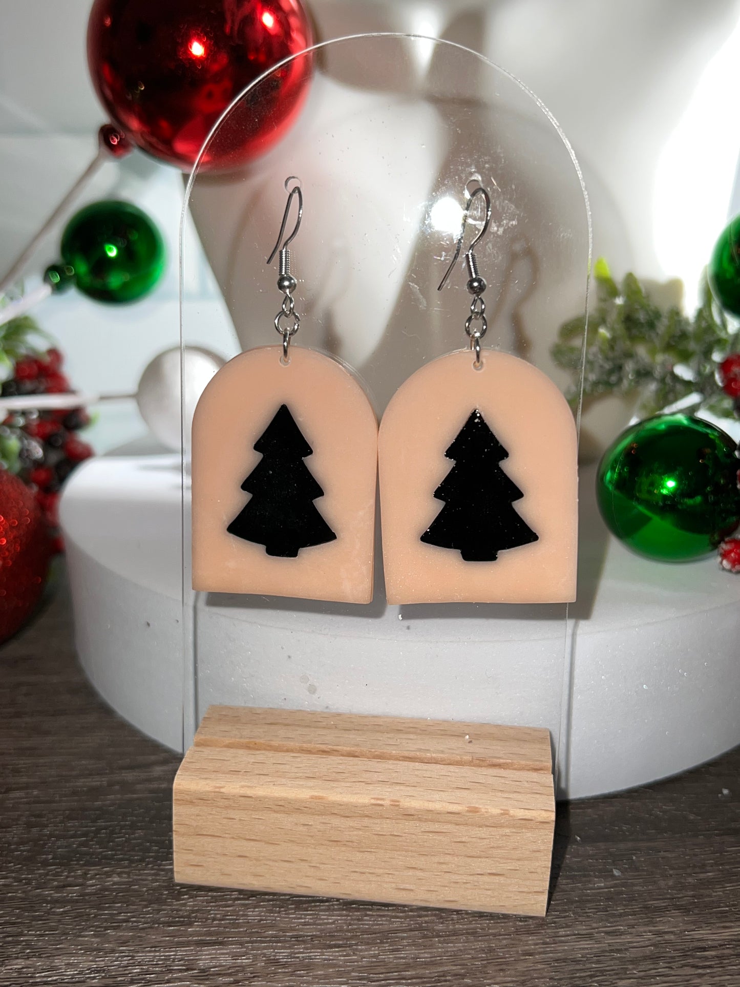 Stained Glass Cookie- Tree - Merry Collection- Hook Earring