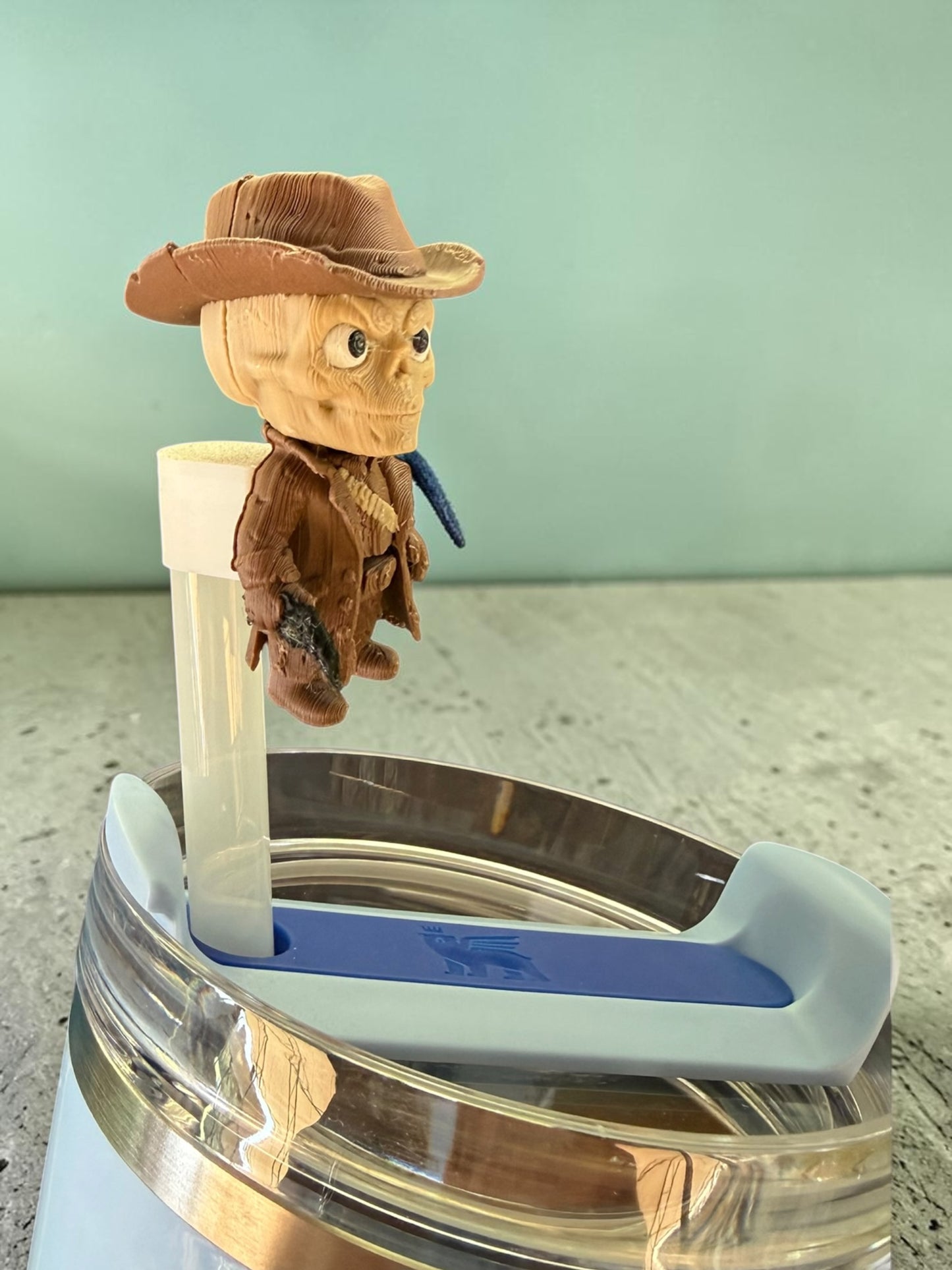 Cowboy Zombie- Straw Buddy- 3D Printed