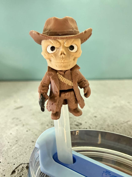 Cowboy Zombie- Straw Buddy- 3D Printed