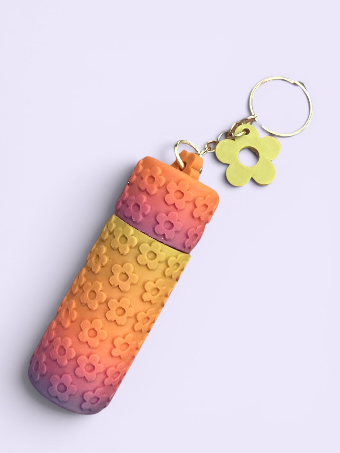Floral Holder Keychain- 3D print- warm rainbow ombré