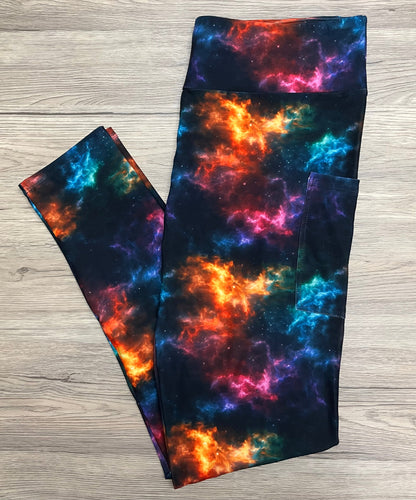 RTS - Colorful Galaxy Leggings w/ Pockets