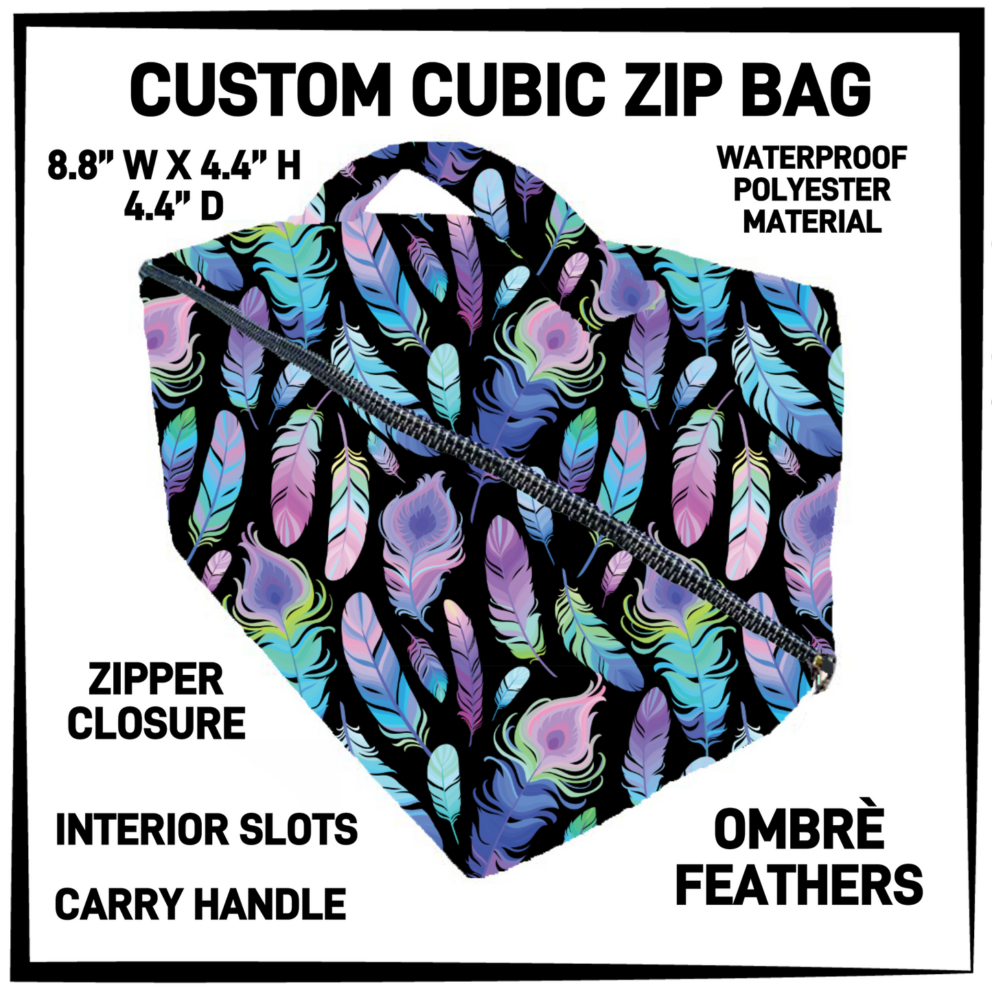 CZ1B - Ombrè Feathers Cubic Zip Bag - Preorder Closing 7/8 ETA: Early Sept