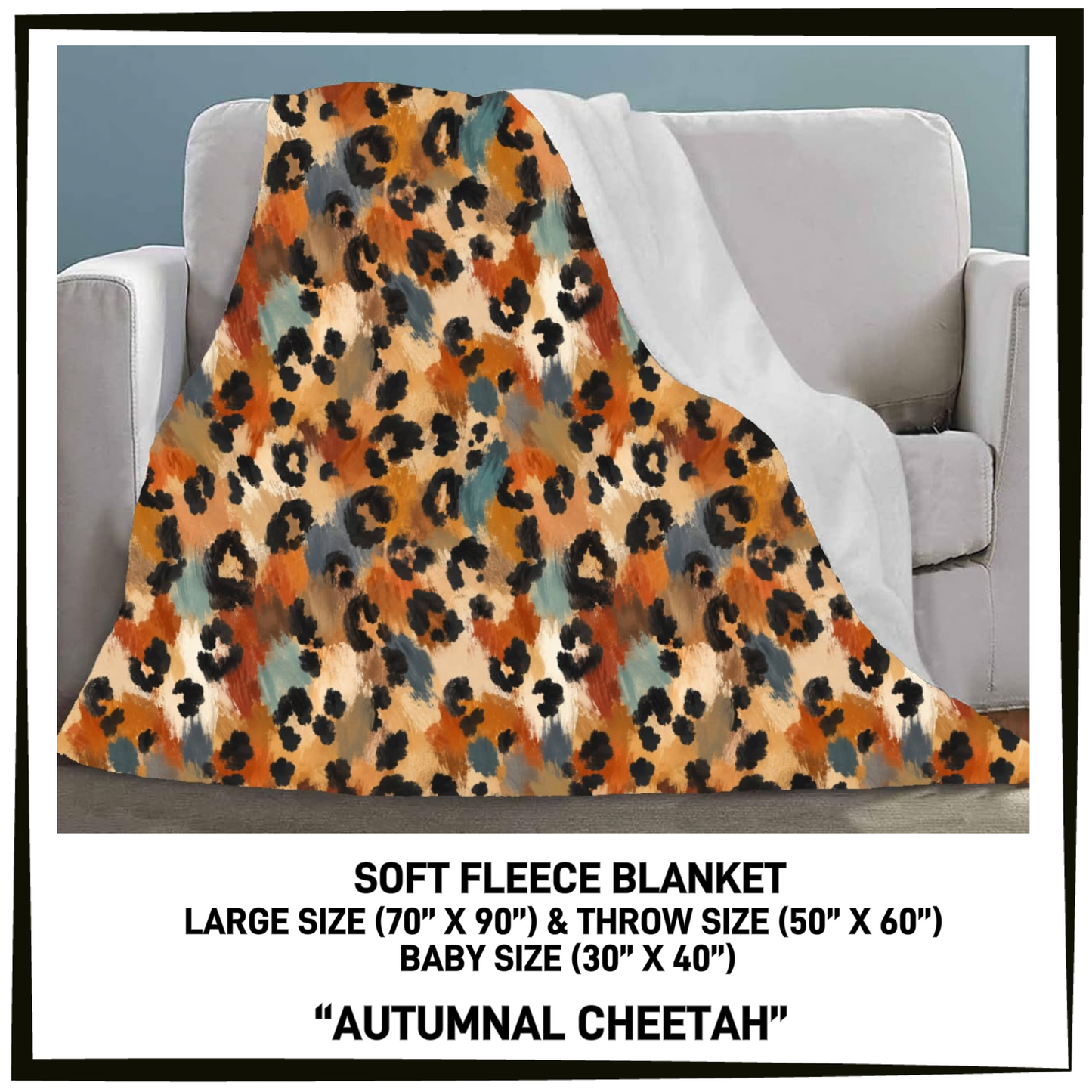 297BT - Autumnal Cheetah Fleece Blanket - Preorder Closing 7/26 ETA: Late Sept