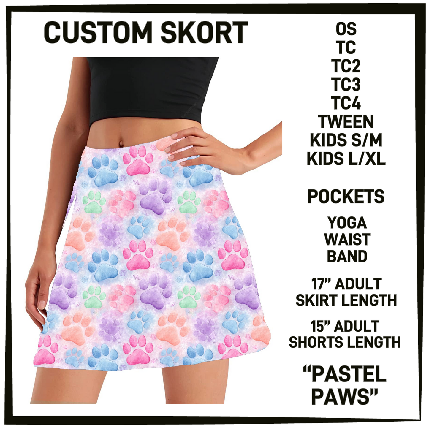 S0RK - Pastel Paws Skort with Pockets - Preorder Closing 5/7 ETA: Early July