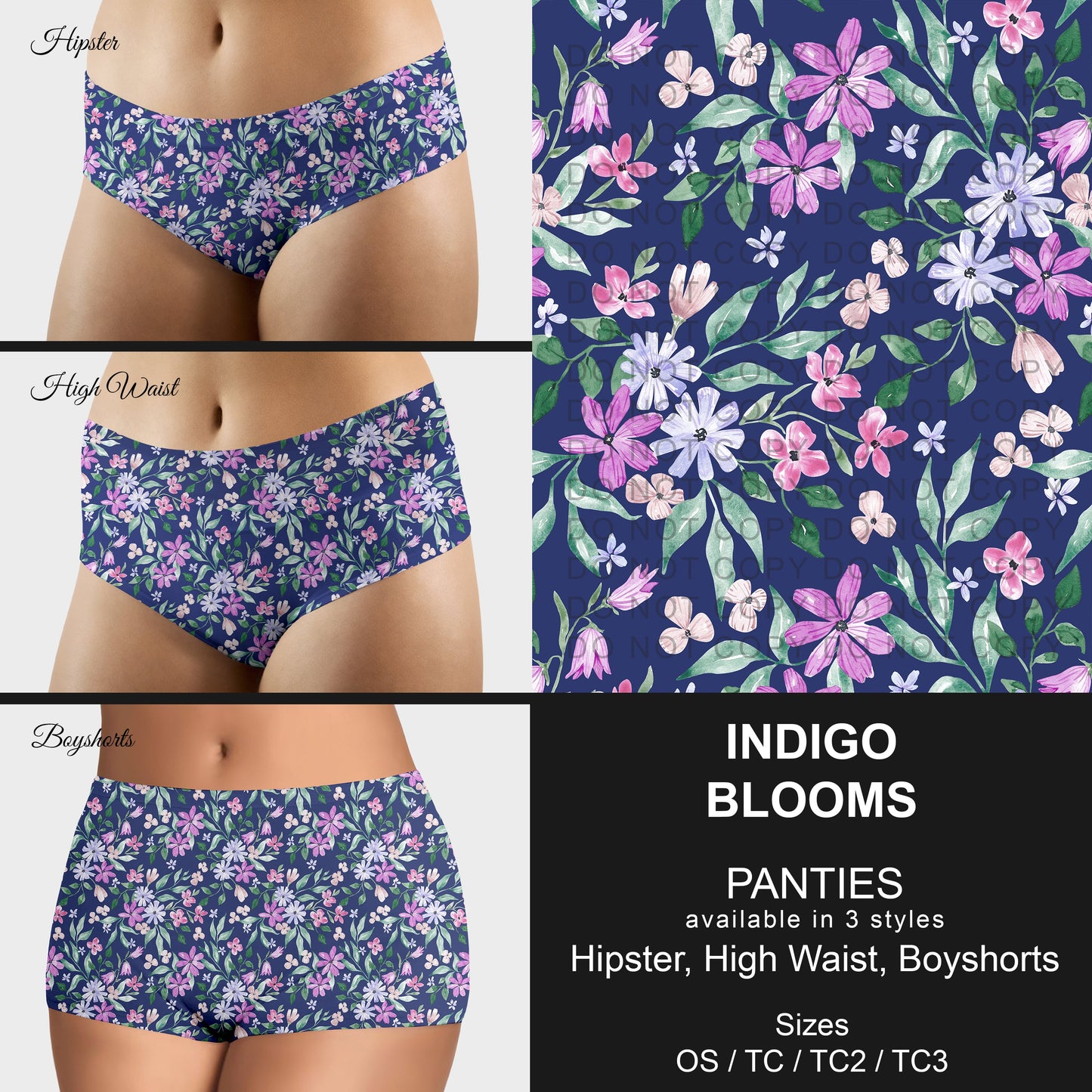 B306 - Preorder Indigo Blooms Panties (Closes 8/07. ETA mid October)