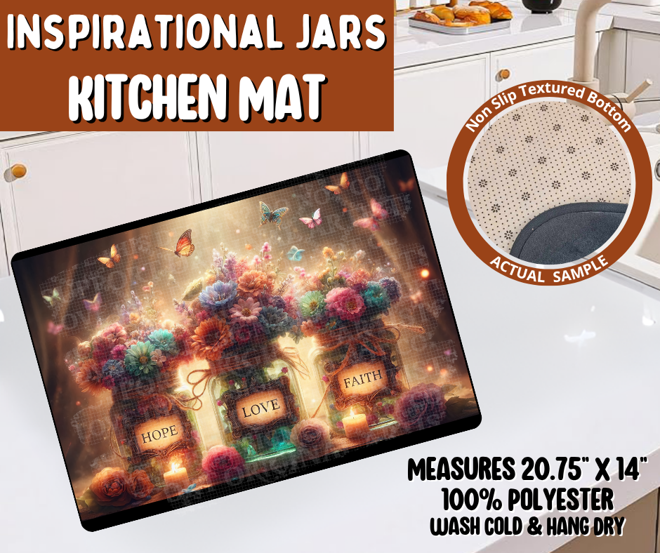 Preorder! Closes 10/19. ETA Jan. Inspirational Jars Kitchen Mat