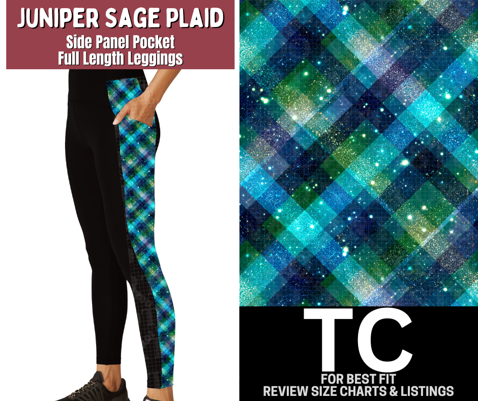 Juniper Sage Plaid Side Panel Pocket Full Length Leggings