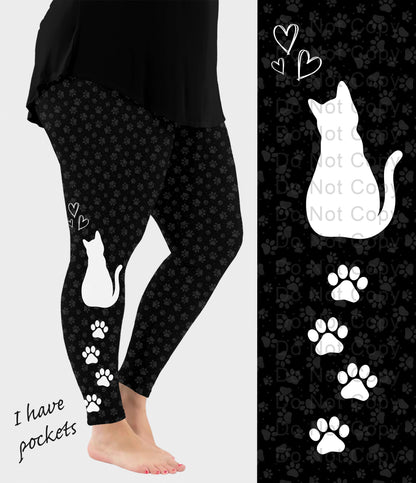 RTS - Kitty Cat Side Design Leggings w/ Pockets