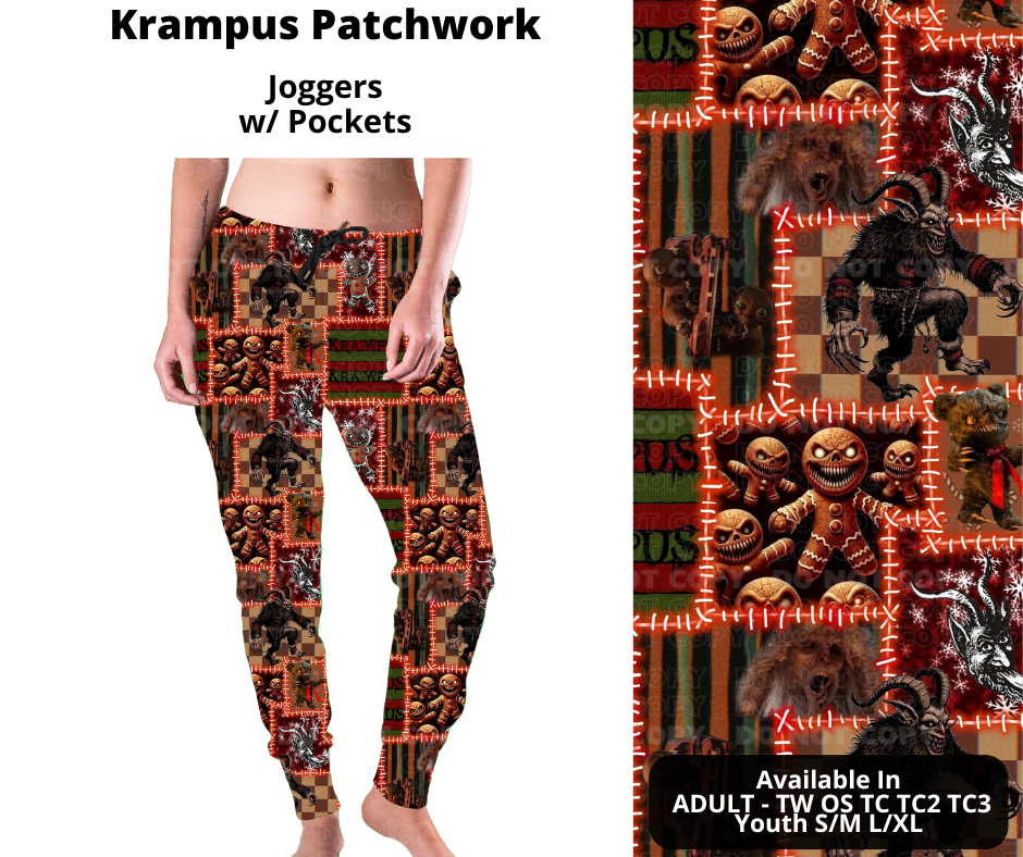 Preorder! Closes 9/18. ETA Nov. Krampus Patchwork Joggers