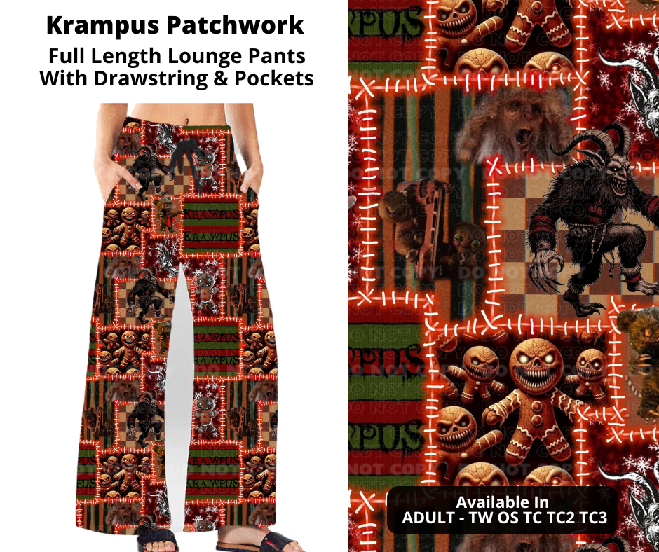 Preorder! Closes 9/18. ETA Nov. Krampus Patchwork Full Length Lounge Pants