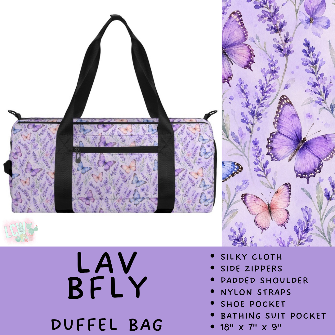 Batch #609 - Travel Collection 2 - Closes 11/6 - ETA early Jan - Lav BFly Duffel Bag