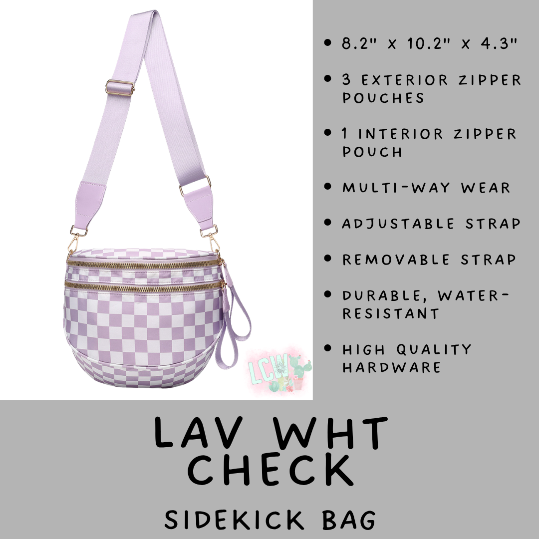 Batch #577 - Sidekick Bag - Closes 8/28 - ETA early/mid October - Lav Wht Check Sidekick Bag