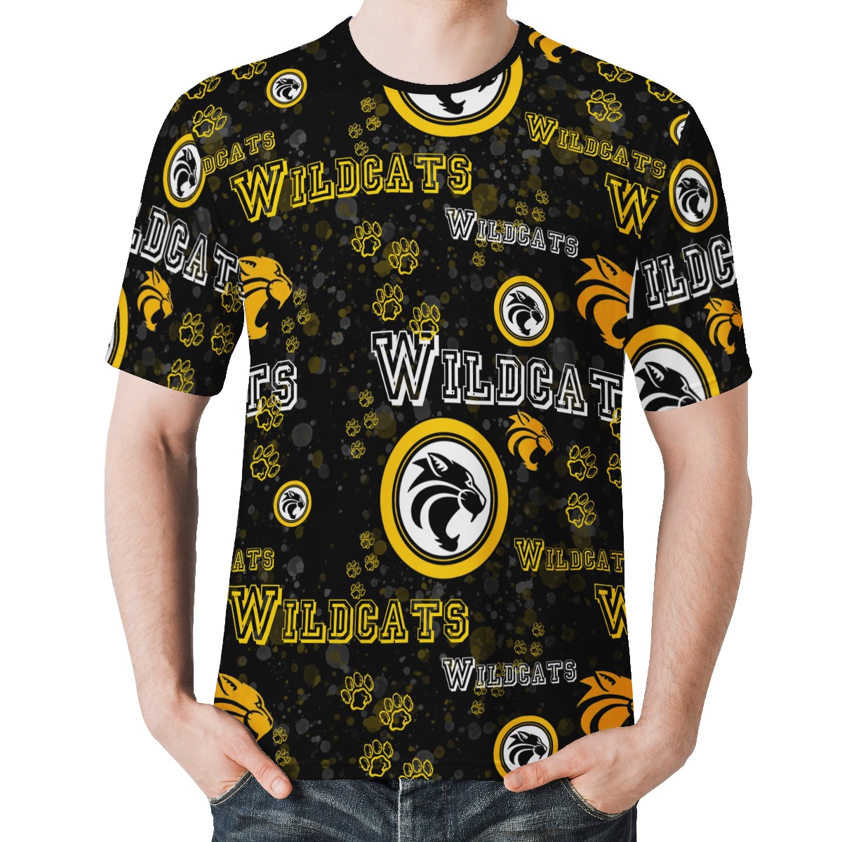 WILDCATS Men's All Over Print Basic Tee