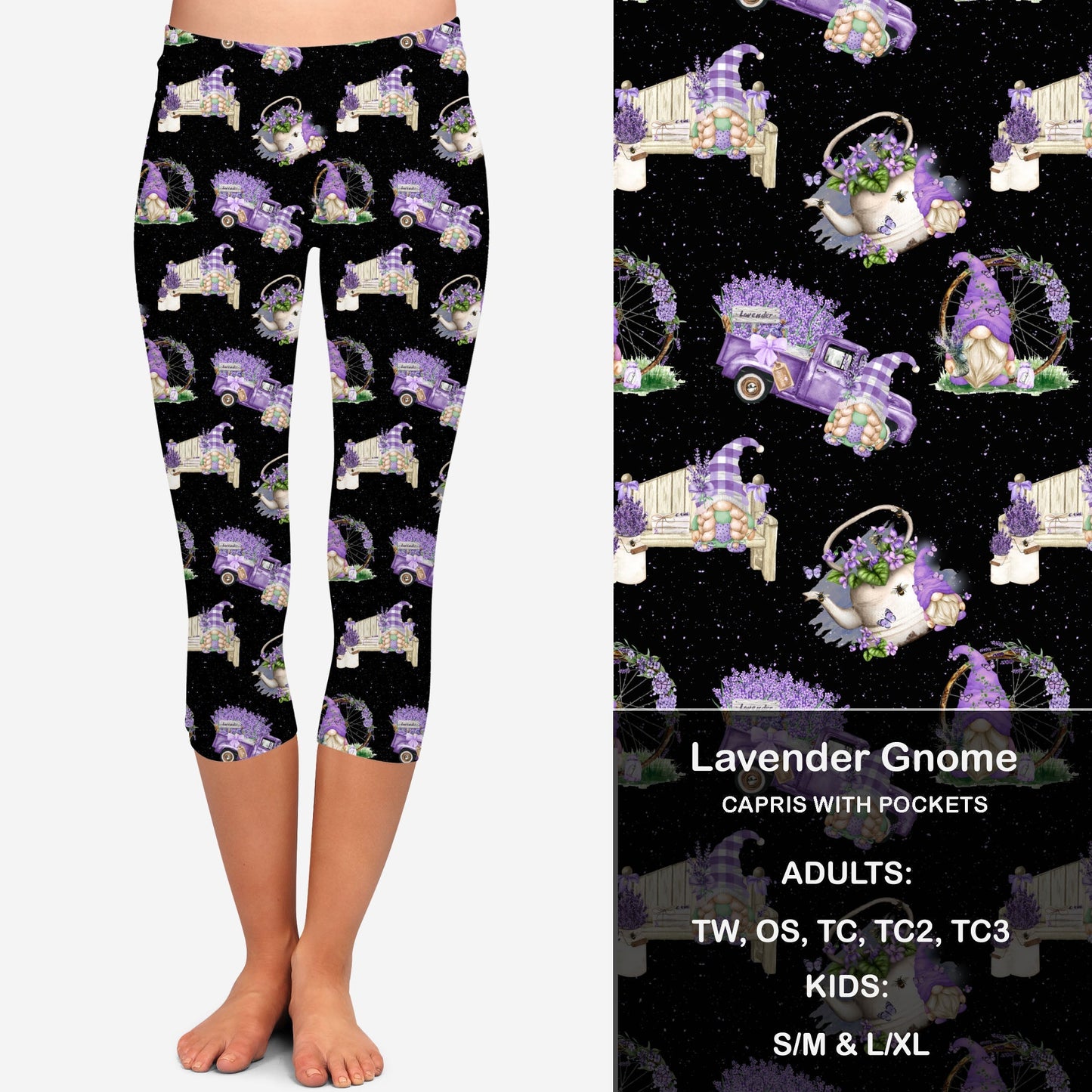 Lavender Gnomes Capris with Pockets