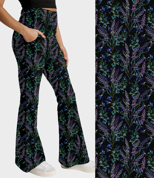 RTS - Lavender Meadow Flare Leggings w/ Pockets