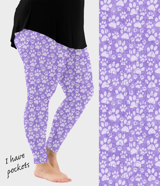 RTS - Lavender Paws Leggings w/ Pockets