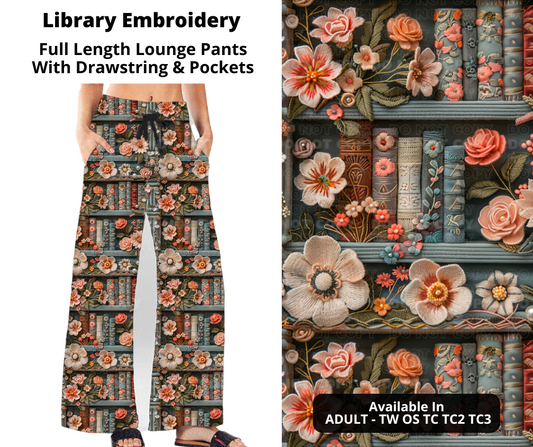 Preorder! Closes 9/16. ETA Nov. Library Embroidery Full Length Lounge Pants