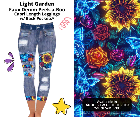 Preorder! Closes 3/5. ETA June. Light Garden Capri Faux Denim Peekaboo