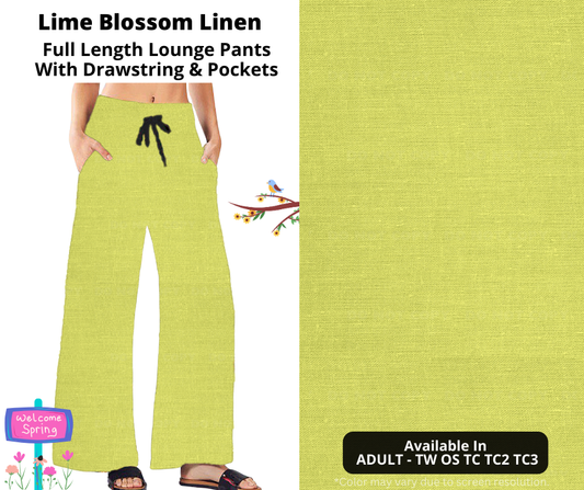 Preorder! Closes 1/8. ETA April. Lime Breeze Linen Full Length Lounge Pants