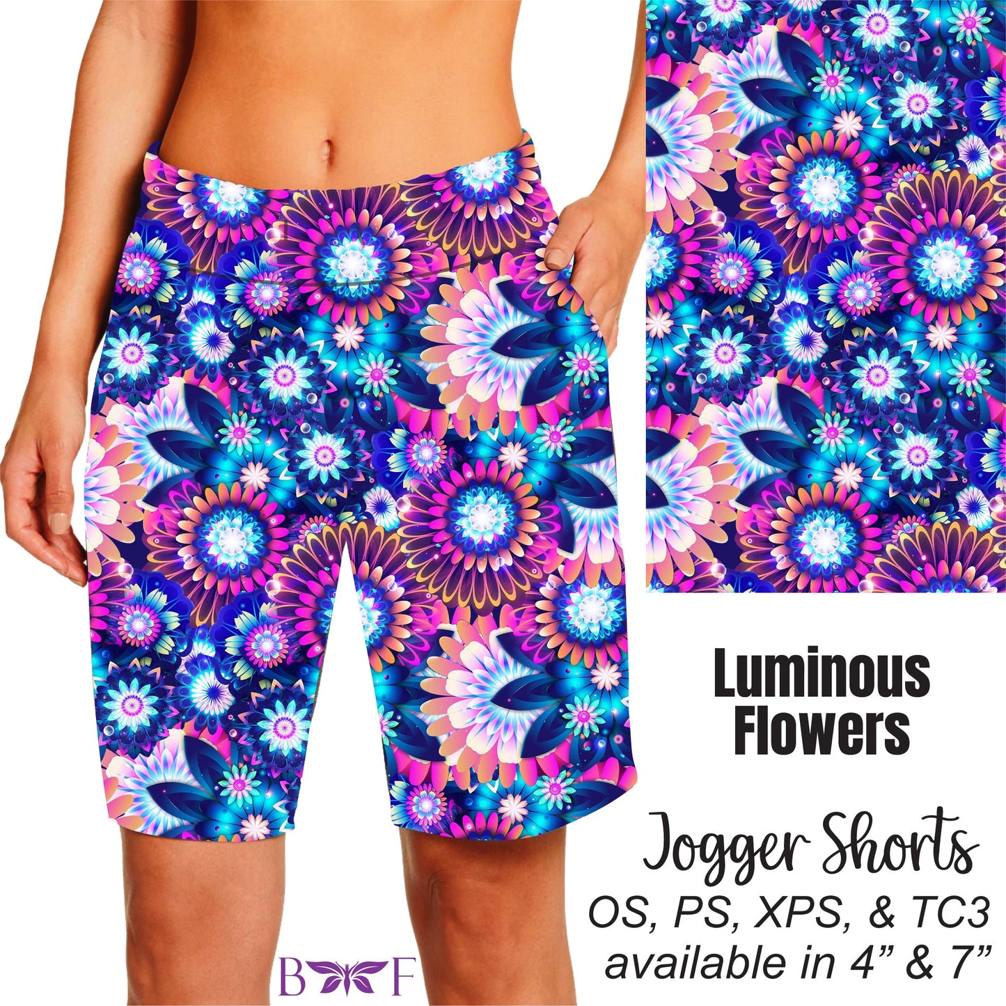 Luminous Flower biker shorts with pockets