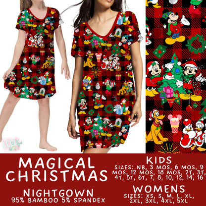 Ready to Ship - Magical Christmas Adult & Kid's Bamboo Nightgown - 6T Adult M
