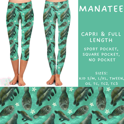 Batch #530 - Sea Life - Closes 5/15 - ETA mid July - Manatee Full and Capri Length Leggings
