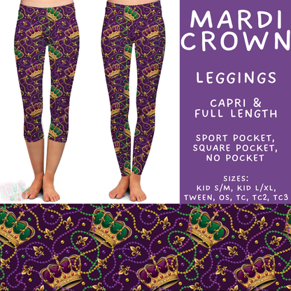 Batch #605 - Mardi Party - Closes 10/28 - ETA late Dec - Mardi Crown Full and Capri Length Leggings