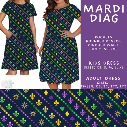 Batch #605 - Mardi Party - Closes 10/28 - ETA late Dec - Mardi Diag Adult & Kids Dresses