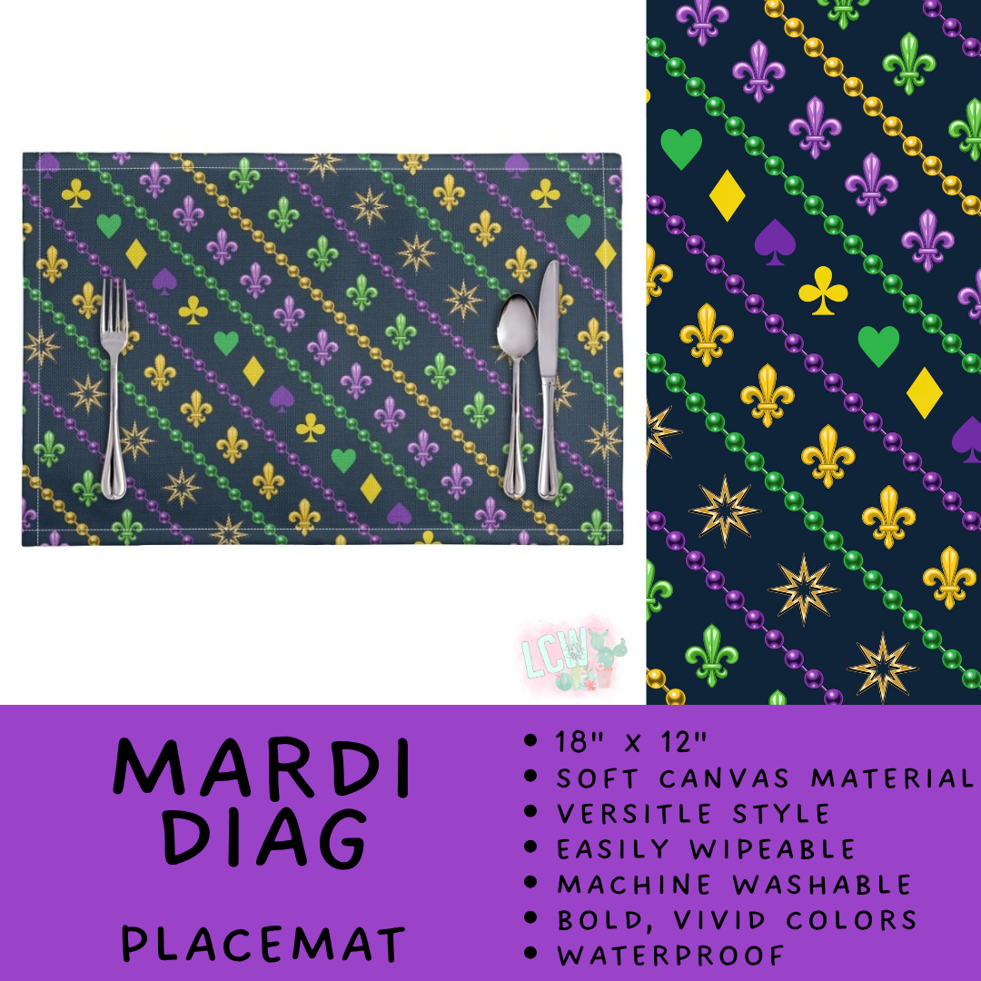 Batch #602 - Table Runners & Placemats - Closes 10/23 - ETA mid Dec - Mardi Diag Placemat