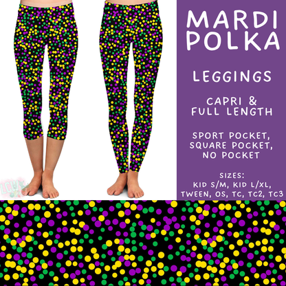 Batch #605 - Mardi Party - Closes 10/28 - ETA late Dec - Mardi Polka Full and Capri Length Leggings