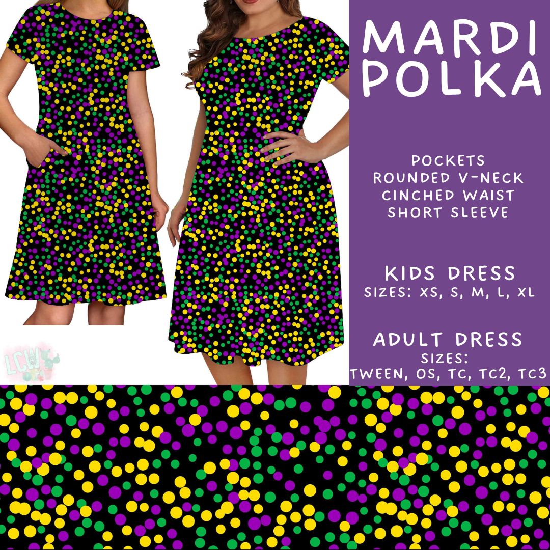 Batch #605 - Mardi Party - Closes 10/28 - ETA late Dec - Mardi Polka Adult & Kids Dresses