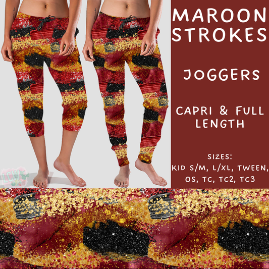 Batch #294 - Brush Strokes - Closes 2/26 - ETA mid/late April - Maroon Strokes Full and Capri Length Joggers