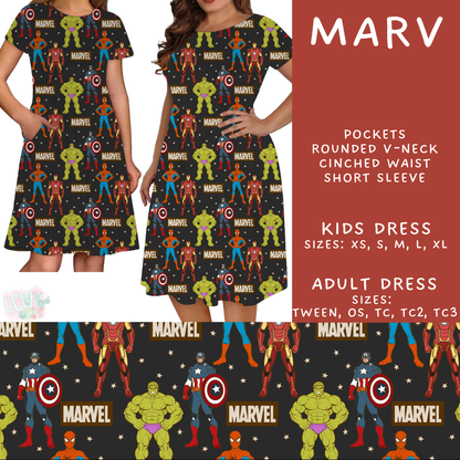 Batch #555 - Cool Characters 7 - Closes 7/13 - ETA mid Sept - Marv Adult & Kids Dresses