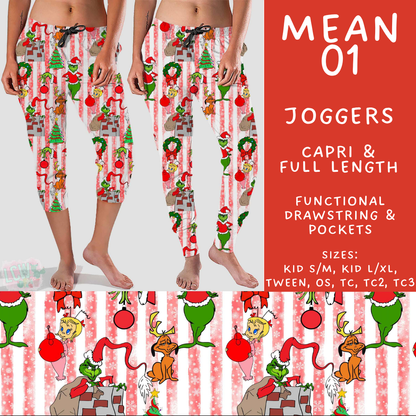 Batch #599 - Mr Mean 3 - Closes 10/16 - ETA early Dec - Mean 01 Full and Capri Length Joggers