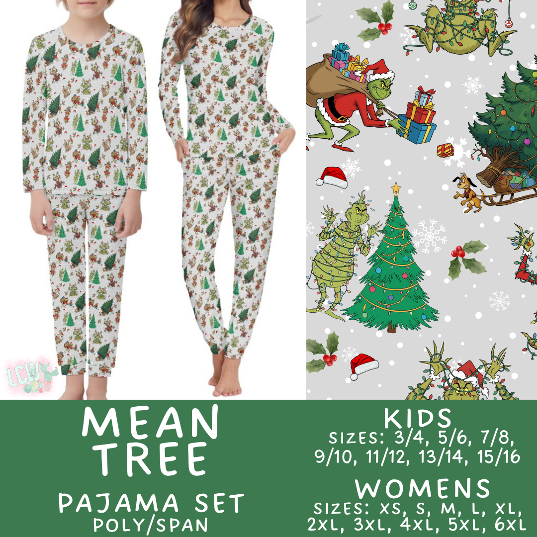 Batch #584 - Christmas Family Pajamas - Closes 9/11 - ETA mid Nov - Mean Tree Womens & Kids Pajama Set