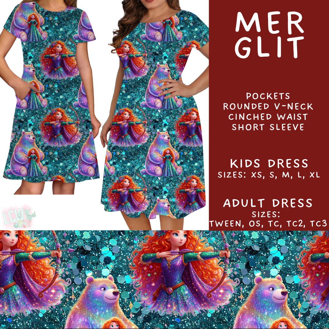 Batch #557 - Princess Glitter - Closes 7/17 - ETA mid Sept - Mer Glit Adult & Kids Dresses