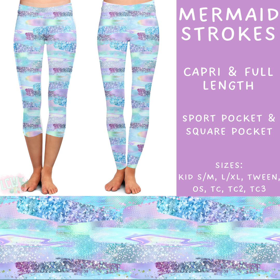 Batch #294 - Brush Strokes - Closes 2/26 - ETA mid/late April - Mermaid Strokes Full and Capri Length Leggings