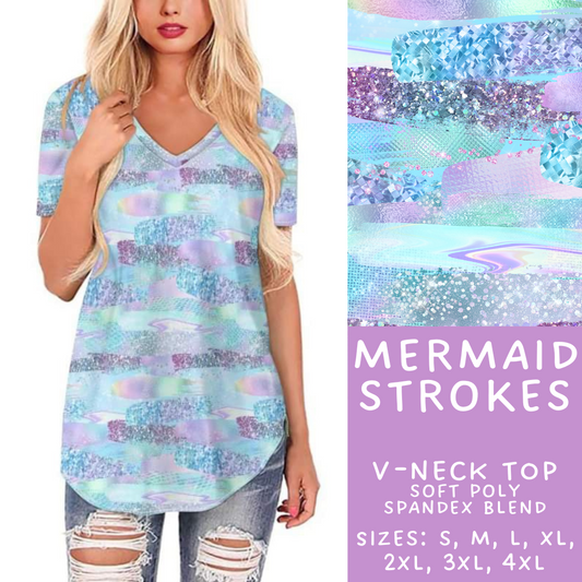 Batch #294 - Brush Strokes - Closes 2/26 - ETA mid/late April - Mermaid Strokes V-Neck Tee