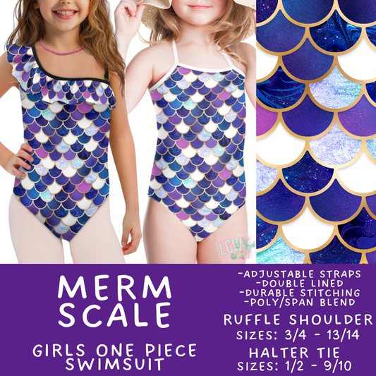 Batch #543 - Pool Party 2 - Closes 6/15 - ETA early/mid August - Merm Scale Girl's Swimsuit