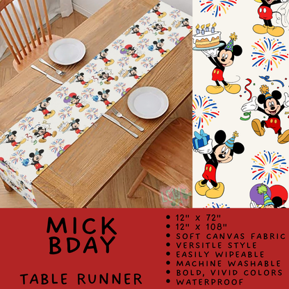 Batch #602 - Table Runners & Placemats - Closes 10/23 - ETA mid Dec - Mick Bday Table Runner